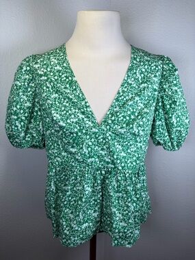 Topshop Peplum Floral Top 3/4 Sleeve - Size 10